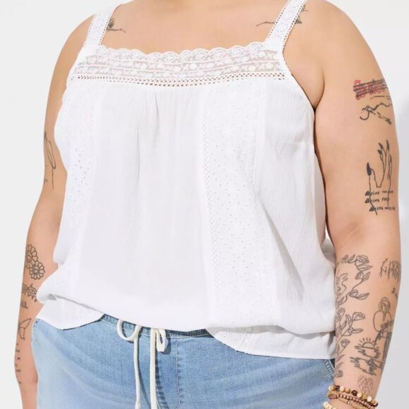torrid Tops - NWT Torrid | Sleeveless Gauze Flyaway Tank Cloud Dancer White | Size 2X (18-20)